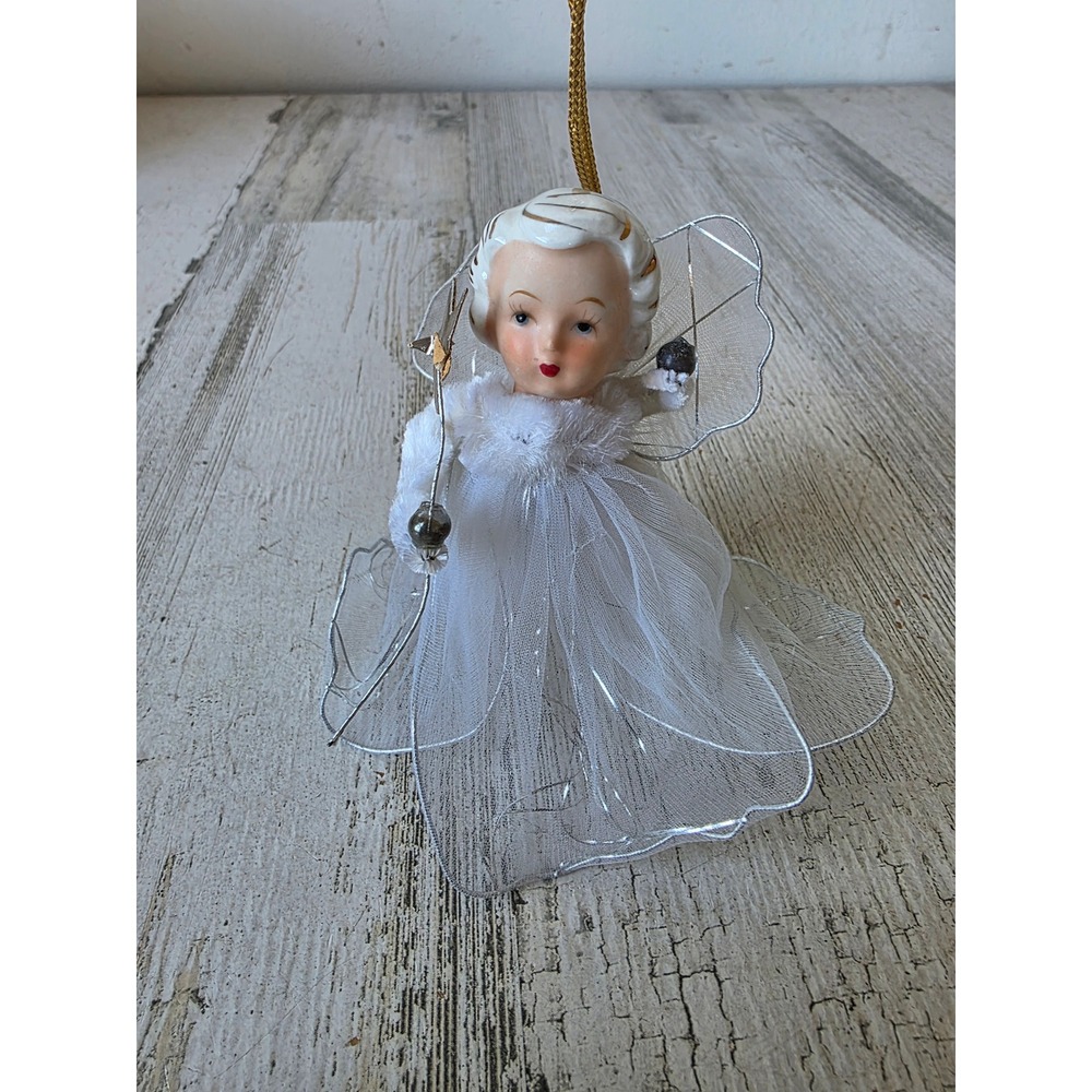 Vintage Holt Howard Angel cherub ornament chenille star tree eczema decor